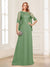 A-Line/Princess Scoop Half Sleeves Floor-Length Mother of the Bride Dresses with Lace&Ruched
