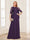 A-Line/Princess Scoop Half Sleeves Floor-Length Mother of the Bride Dresses with Lace&Ruched