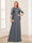 A-Line/Princess Scoop Half Sleeves Floor-Length Mother of the Bride Dresses with Lace&Ruched