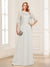 A-Line/Princess Scoop Half Sleeves Floor-Length Mother of the Bride Dresses with Lace&Ruched