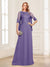 A-Line/Princess Scoop Half Sleeves Floor-Length Mother of the Bride Dresses with Lace&Ruched