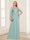 A-Line/Princess Scoop Half Sleeves Floor-Length Mother of the Bride Dresses with Lace&Ruched