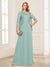 A-Line/Princess Scoop Half Sleeves Floor-Length Mother of the Bride Dresses with Lace&Ruched