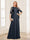 A-Line/Princess Scoop Half Sleeves Floor-Length Mother of the Bride Dresses with Lace&Ruched