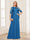 A-Line/Princess Scoop Half Sleeves Floor-Length Mother of the Bride Dresses with Lace&Ruched