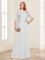 A-Line/Princess Scoop Half Sleeves Floor-Length Mother of the Bride Dresses with Lace&Ruched