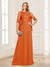 A-Line/Princess Scoop Half Sleeves Floor-Length Mother of the Bride Dresses with Lace&Ruched