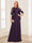 A-Line/Princess Scoop Half Sleeves Floor-Length Mother of the Bride Dresses with Lace&Ruched