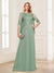 A-Line/Princess Scoop Half Sleeves Floor-Length Mother of the Bride Dresses with Lace&Ruched