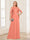 A-Line/Princess Scoop Half Sleeves Floor-Length Mother of the Bride Dresses with Lace&Ruched