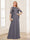 A-Line/Princess Scoop Half Sleeves Floor-Length Mother of the Bride Dresses with Lace&Ruched