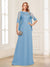 A-Line/Princess Scoop Half Sleeves Floor-Length Mother of the Bride Dresses with Lace&Ruched