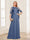 A-Line/Princess Scoop Half Sleeves Floor-Length Mother of the Bride Dresses with Lace&Ruched