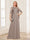 A-Line/Princess Scoop Half Sleeves Floor-Length Mother of the Bride Dresses with Lace&Ruched