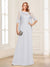 A-Line/Princess Scoop Half Sleeves Floor-Length Mother of the Bride Dresses with Lace&Ruched