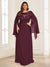 A-Line/Princess Scoop Half Sleeves Floor-Length Plus Size Mother of the Bride Dresses with Lace & Ruched