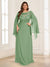 A-Line/Princess Scoop Half Sleeves Floor-Length Plus Size Mother of the Bride Dresses with Lace & Ruched