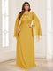 A-Line/Princess Scoop Half Sleeves Floor-Length Plus Size Mother of the Bride Dresses with Lace & Ruched