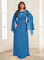 A-Line/Princess Scoop Half Sleeves Floor-Length Plus Size Mother of the Bride Dresses with Lace & Ruched