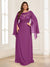 A-Line/Princess Scoop Half Sleeves Floor-Length Plus Size Mother of the Bride Dresses with Lace & Ruched