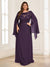 A-Line/Princess Scoop Half Sleeves Floor-Length Plus Size Mother of the Bride Dresses with Lace & Ruched