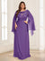 A-Line/Princess Scoop Half Sleeves Floor-Length Plus Size Mother of the Bride Dresses with Lace & Ruched