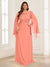 A-Line/Princess Scoop Half Sleeves Floor-Length Plus Size Mother of the Bride Dresses with Lace & Ruched