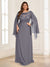 A-Line/Princess Scoop Half Sleeves Floor-Length Plus Size Mother of the Bride Dresses with Lace & Ruched