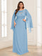 A-Line/Princess Scoop Half Sleeves Floor-Length Plus Size Mother of the Bride Dresses with Lace & Ruched