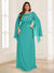 A-Line/Princess Scoop Half Sleeves Floor-Length Plus Size Mother of the Bride Dresses with Lace & Ruched