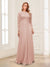 A-Line/Princess Scoop Long Sleeves Floor-Length Mother of the Bride Dresses with Lace & Beading