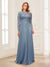 A-Line/Princess Scoop Long Sleeves Floor-Length Mother of the Bride Dresses with Lace & Beading