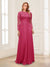 A-Line/Princess Scoop Long Sleeves Floor-Length Mother of the Bride Dresses with Lace & Beading