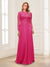 A-Line/Princess Scoop Long Sleeves Floor-Length Mother of the Bride Dresses with Lace & Beading