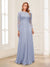 A-Line/Princess Scoop Long Sleeves Floor-Length Mother of the Bride Dresses with Lace & Beading