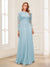 A-Line/Princess Scoop Long Sleeves Floor-Length Mother of the Bride Dresses with Lace & Beading