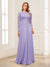 A-Line/Princess Scoop Long Sleeves Floor-Length Mother of the Bride Dresses with Lace & Beading