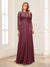 A-Line/Princess Scoop Long Sleeves Floor-Length Mother of the Bride Dresses with Lace & Beading
