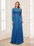 A-Line/Princess Scoop Long Sleeves Floor-Length Mother of the Bride Dresses with Lace & Beading