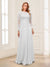 A-Line/Princess Scoop Long Sleeves Floor-Length Mother of the Bride Dresses with Lace & Beading