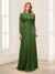 A-Line/Princess Scoop Long Sleeves Floor-Length Mother of the Bride Dresses with Lace & Beading