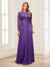 A-Line/Princess Scoop Long Sleeves Floor-Length Mother of the Bride Dresses with Lace & Beading