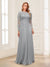 A-Line/Princess Scoop Long Sleeves Floor-Length Mother of the Bride Dresses with Lace & Beading
