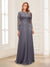 A-Line/Princess Scoop Long Sleeves Floor-Length Mother of the Bride Dresses with Lace & Beading
