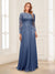 A-Line/Princess Scoop Long Sleeves Floor-Length Mother of the Bride Dresses with Lace & Beading