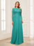 A-Line/Princess Scoop Long Sleeves Floor-Length Mother of the Bride Dresses with Lace & Beading