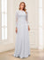 A-Line/Princess Scoop Long Sleeves Floor-Length Mother of the Bride Dresses with Lace & Beading