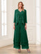Jumpsuits V-Neck 3/4 Sleeves Ankle-Length Two Pieces Mother of the Bride Pantsuit with Lace