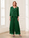 Jumpsuits V-Neck 3/4 Sleeves Ankle-Length Two Pieces Mother of the Bride Pantsuit with Lace