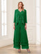 Jumpsuits V-Neck 3/4 Sleeves Ankle-Length Two Pieces Mother of the Bride Pantsuit with Lace